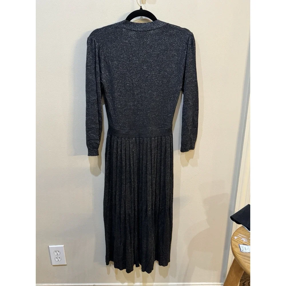 Kate Spade Metallic Wrap Sweater Dress Size Small Holiday Pleated Stretch